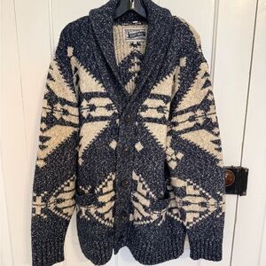 Cozy Navy and Cream Cardigan Sweater